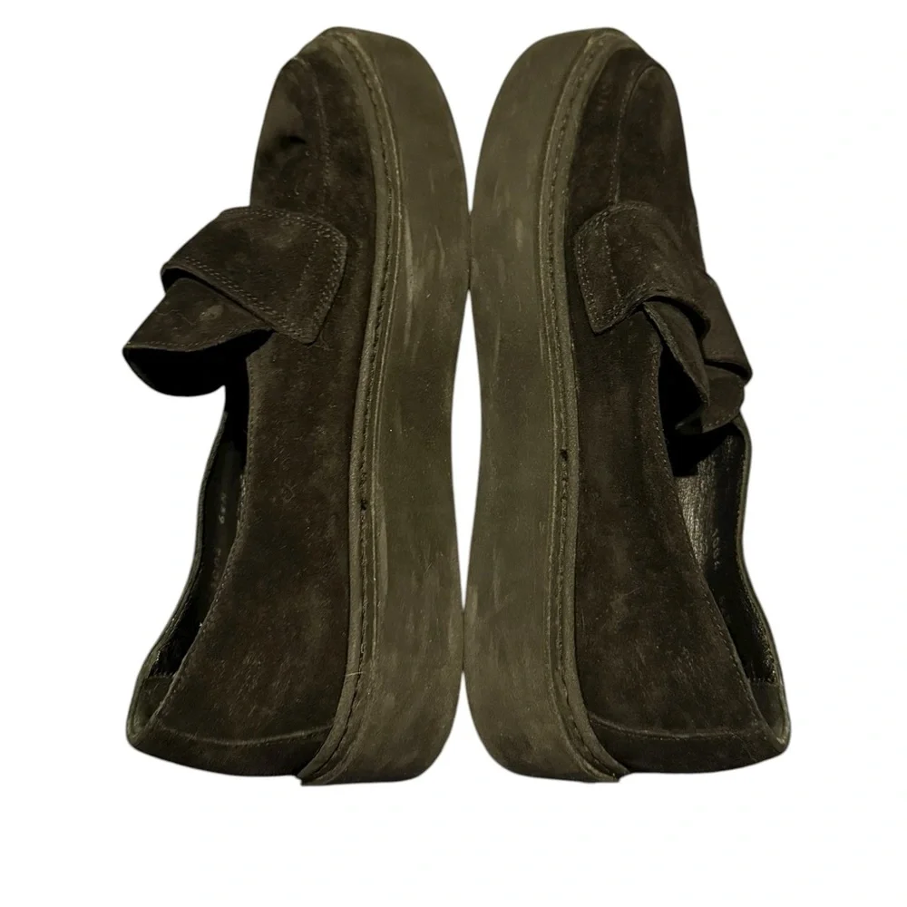 Aquatalia Lorita Genuine Suede Leather Platform Sole Slip-On Loafer Black Sz 6.5